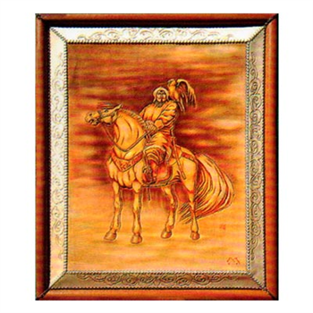 蒙古族特色工艺品蒙古皮画手工真皮艺术装饰成吉思汗征战100x80cm