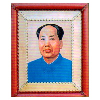 蒙古族特色工艺品蒙古皮画手工真皮艺术装饰画毛泽东55x45cm